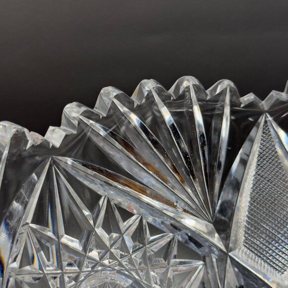 American Brilliant Period ABP Cut Glass Sawtooth Bowl Libbey 9” READ - Picture 13 of 16